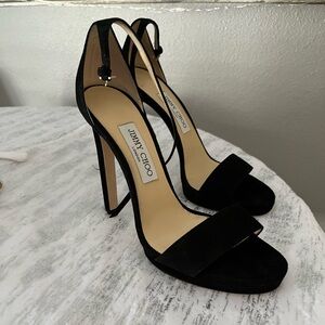 Jimmy Choo Black Suede Platform Heels Size 39EU worn once Box&Dust bag included